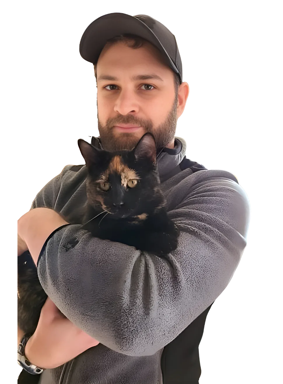 Timo Burnham holding a cat